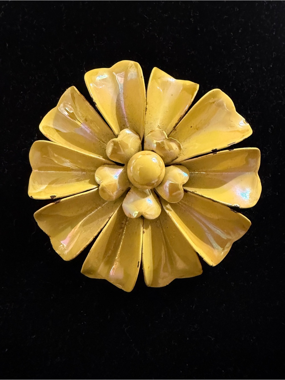 Vintage Corso Yellow Floral Enamel Brooch Flower Pin